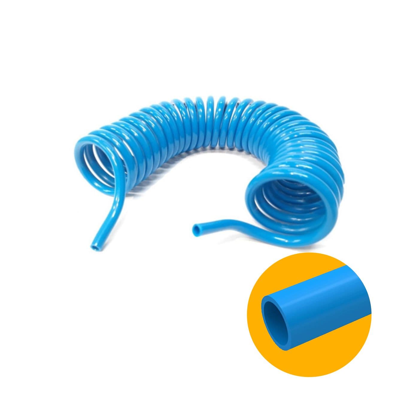 Mangueira Pneumática Espiral Com Rabicho 8 Mm X 15 Metros Azul