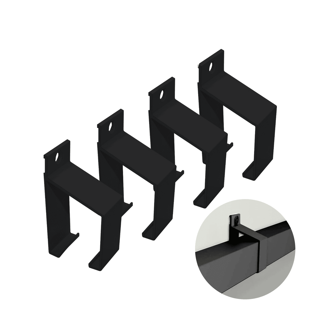 Suporte Para Trilho de Porta de Correr 35 X 35 Mm Preto 4 Peças
