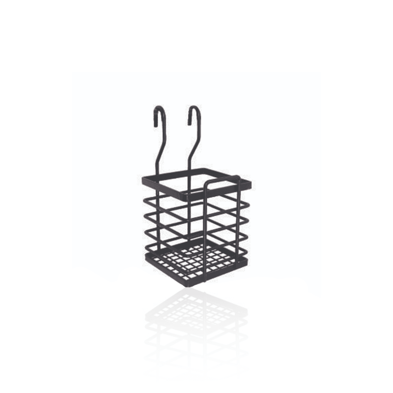 Porta Utensílios Suspenso Simples Para Cozinha Preto Fosco