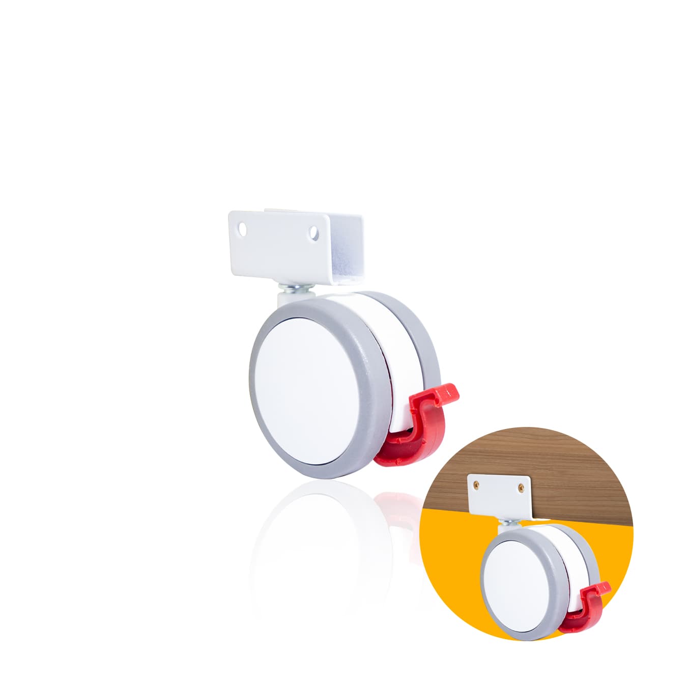 Rodas Para Berço 60mm Com Freio Branco E Cinza U 18mm