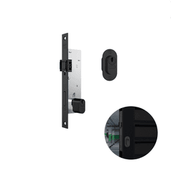 Fechadura Rolete Preto Fosco Oval Para Porta Residencial Pivotante Externa de 25 A 40 Mm 601 Stam