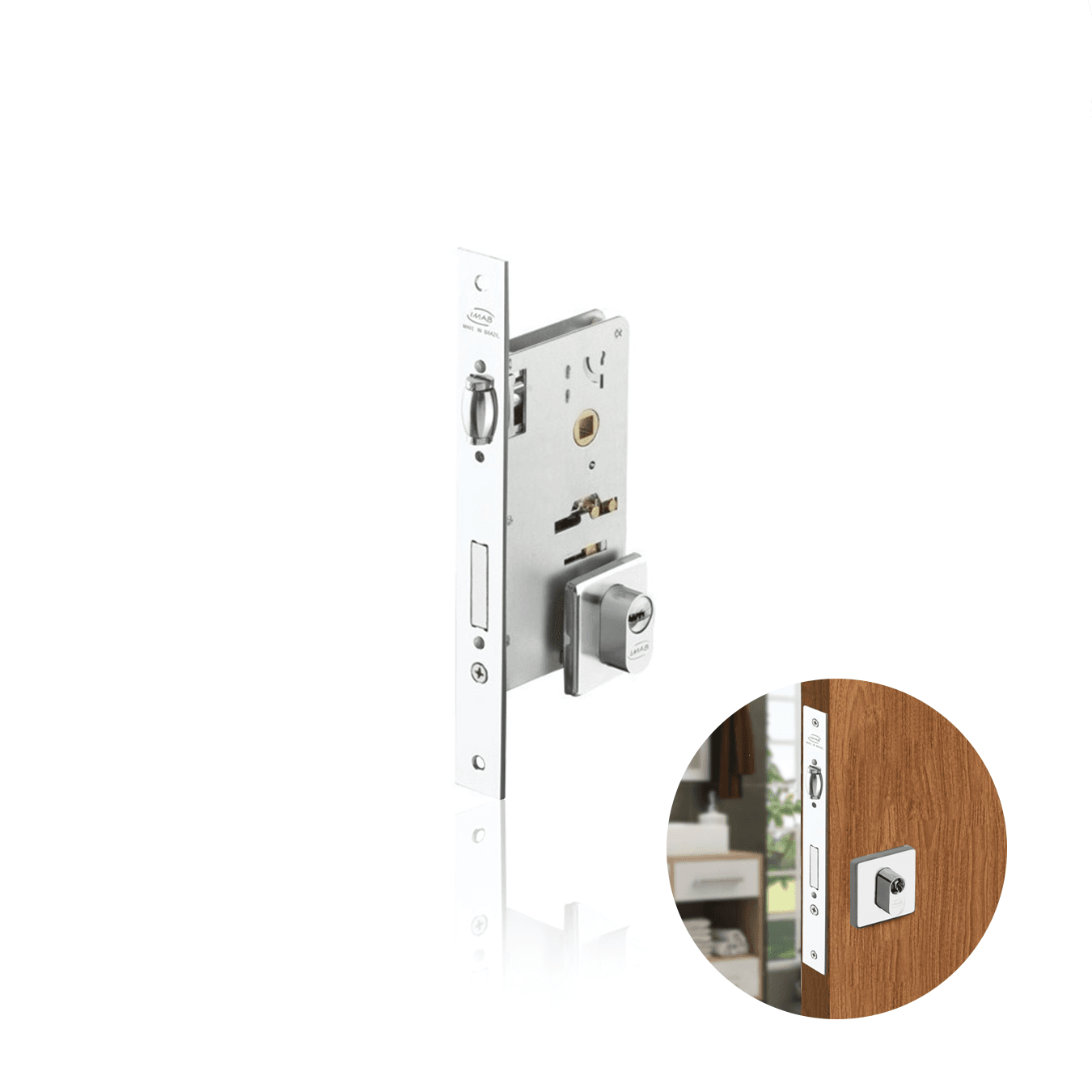 Fechadura Imab 4700 Trinco Rolete Cilindro 70mm Cromado