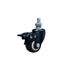 Rodízio Preto Com Freio 50mm Fixação Parafuso Rolamento Duplo
