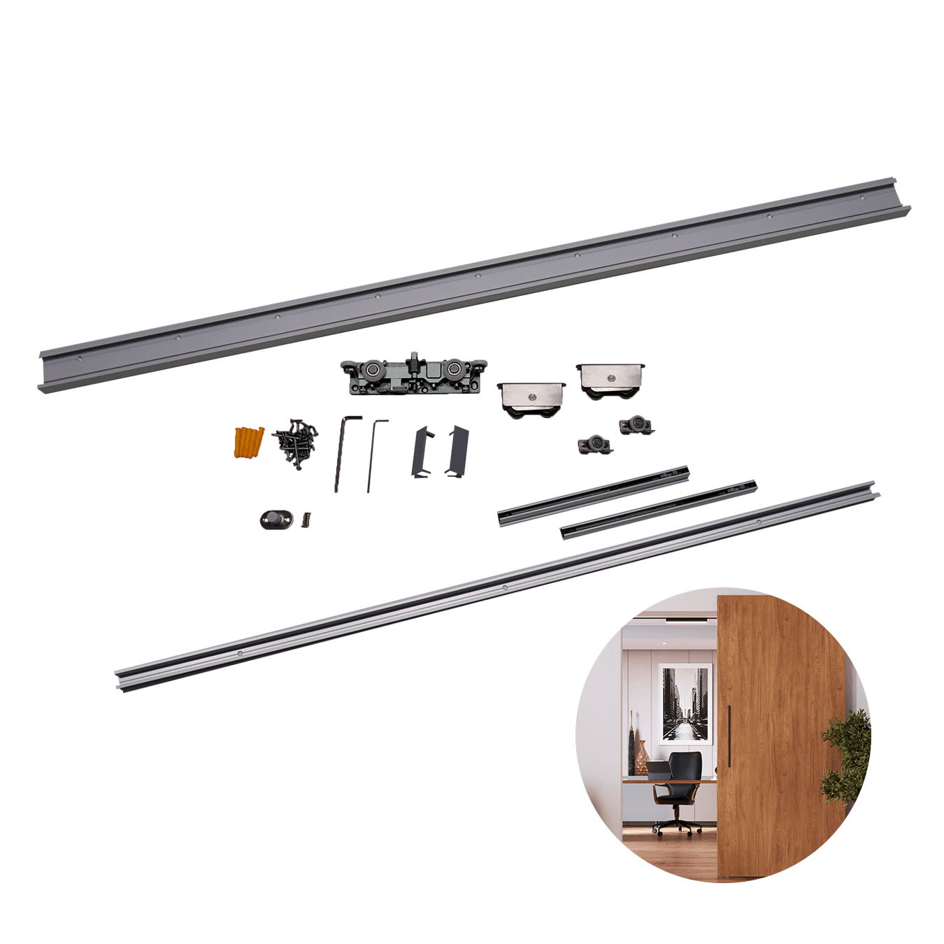 Kit Sistema Deslizante Oculto Volare 800 A 1220 Mm Para Porta de Correr Rometal