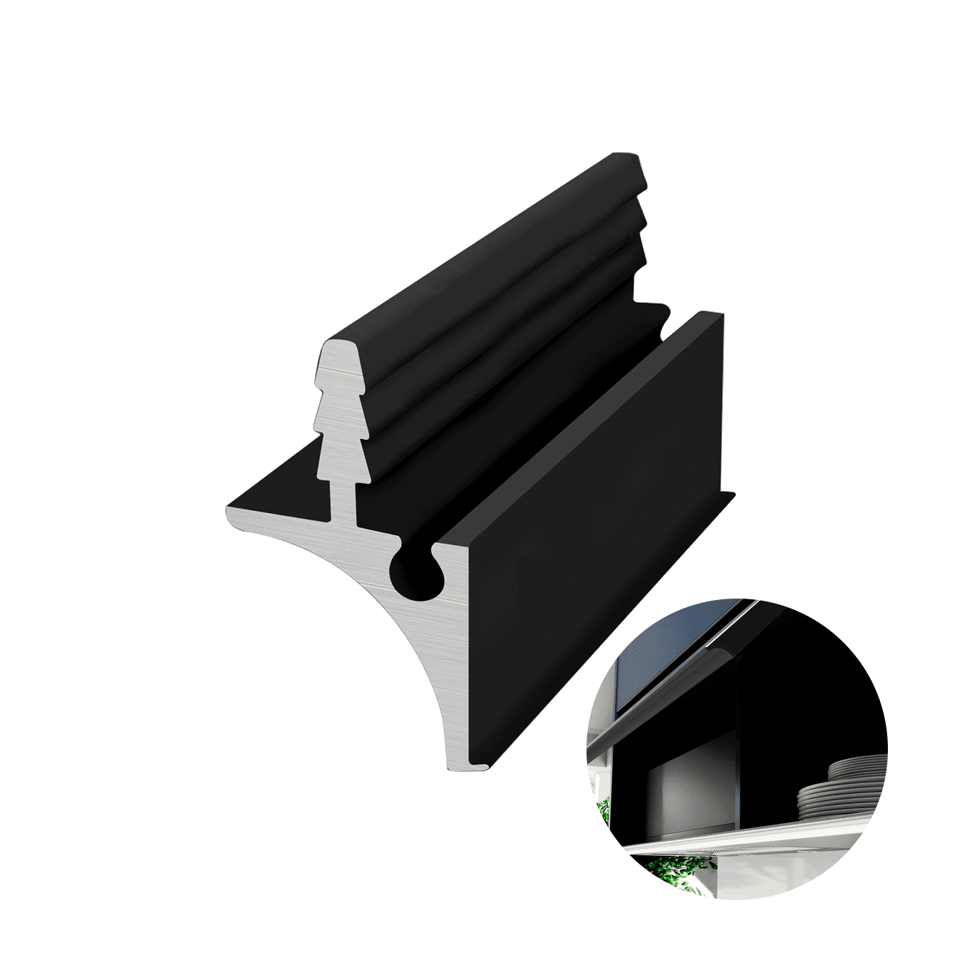 Perfil Puxador Preto 18mm Rm250 Rometal