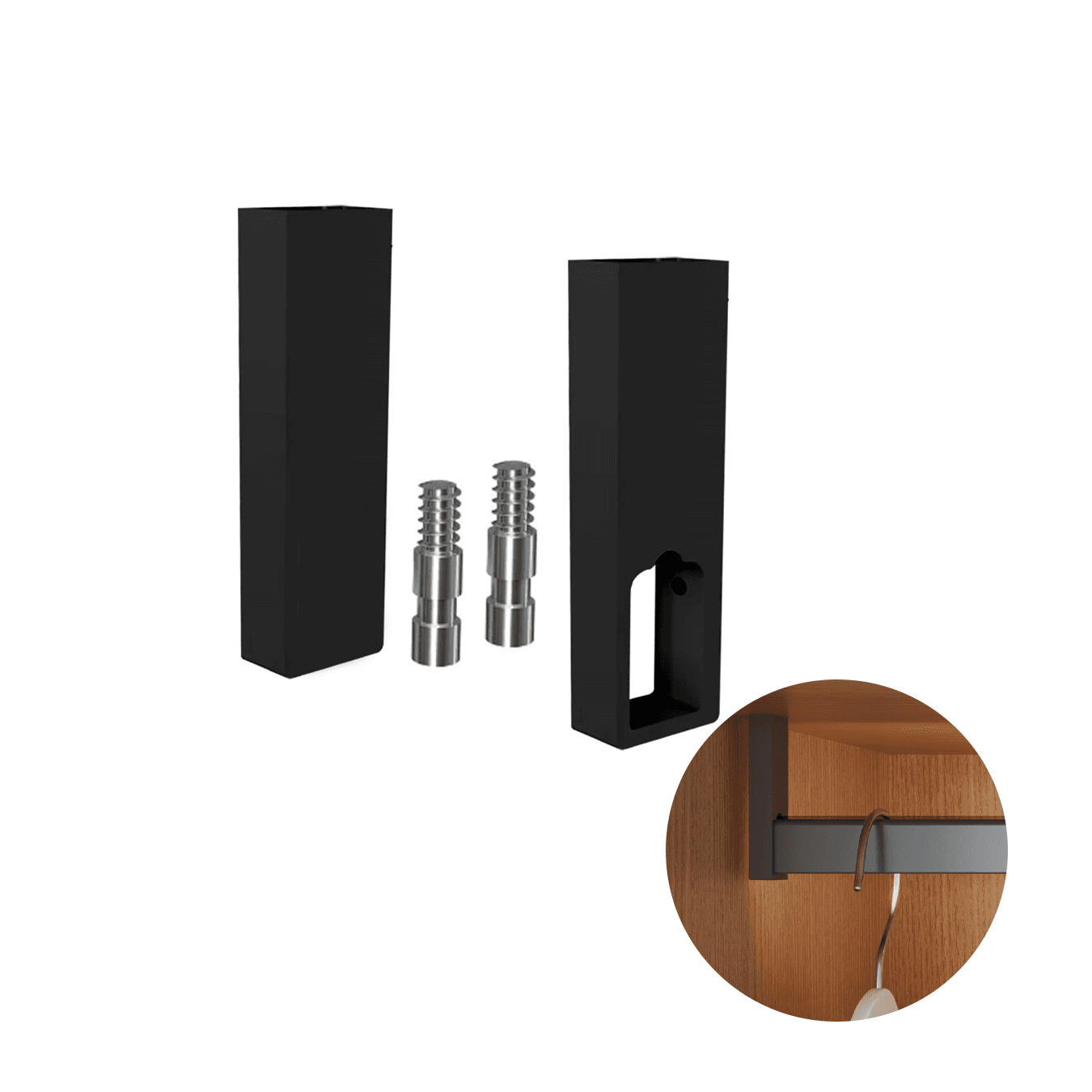 Suporte Topo Lateral Em Preto Fosco Para Cabideiro Cintre Rometal