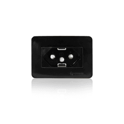 Tomada Easy Instal Simples Preta de Embutir de 2 Pinos + 1 Terra de 20a 250v Guidini