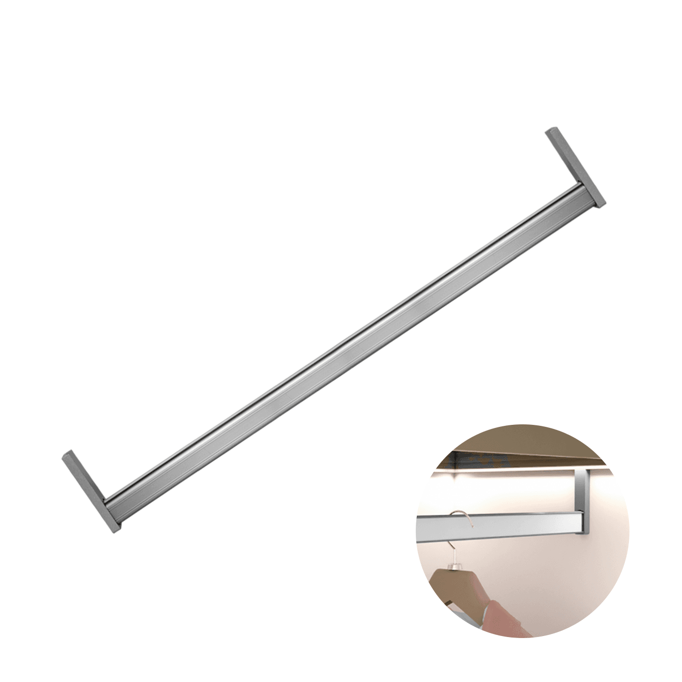 Cabideiro de Led Editável de 850 A 1200 Mm Em Alumínio Anodizado Com Sensor Presença 3000k Branco Quente Led Line
