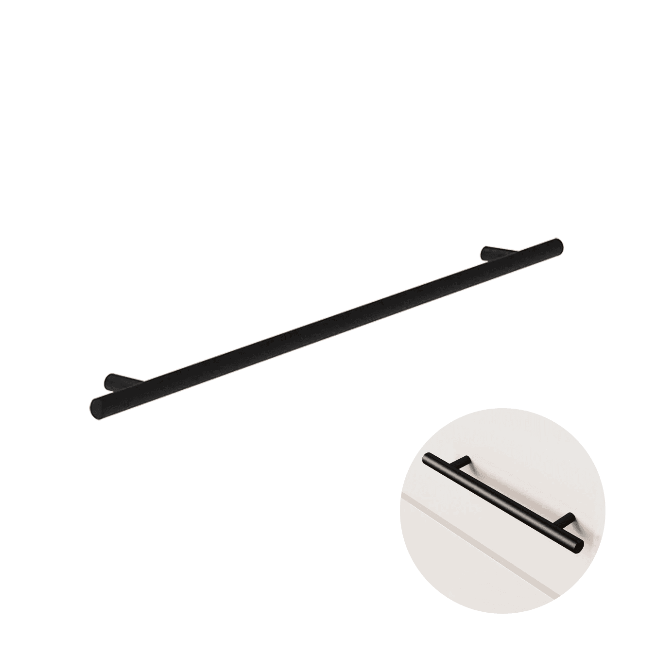 Puxador Dísia 256 Mm Haste Redondo Inox Preto