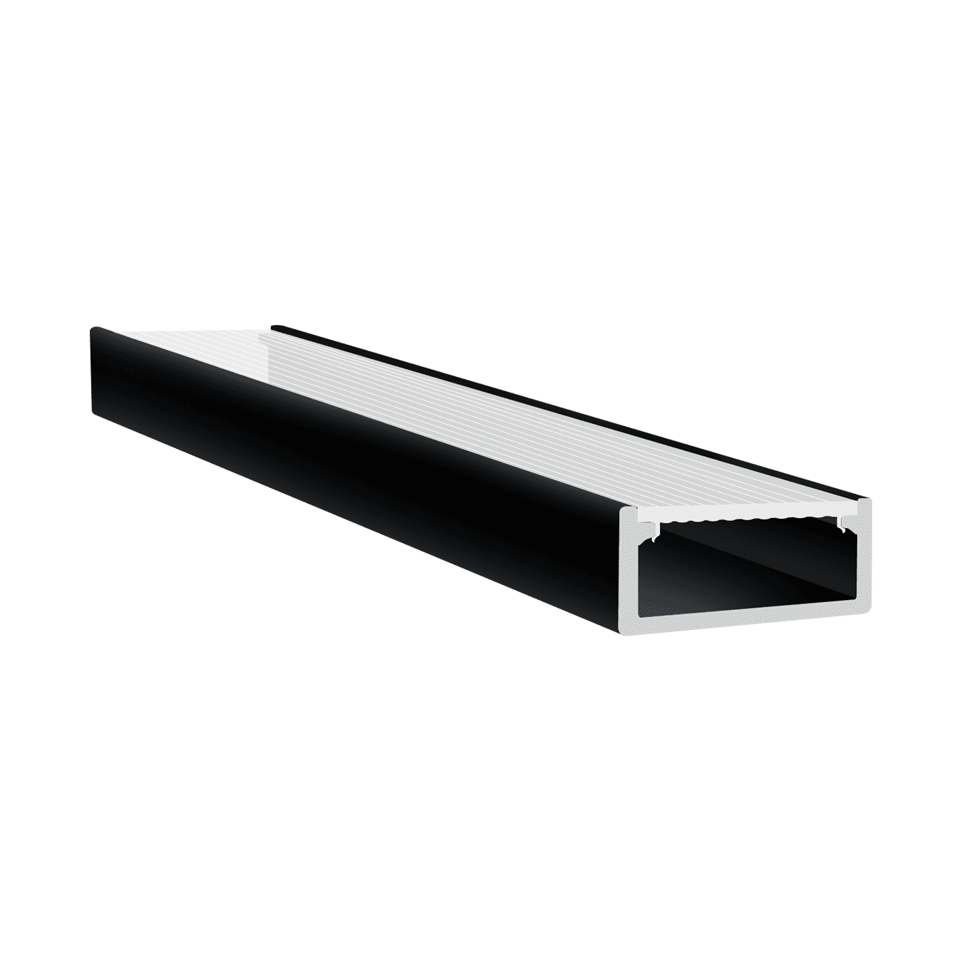 Perfil Aluminio E Difusor Ripado Preto 3 Metros