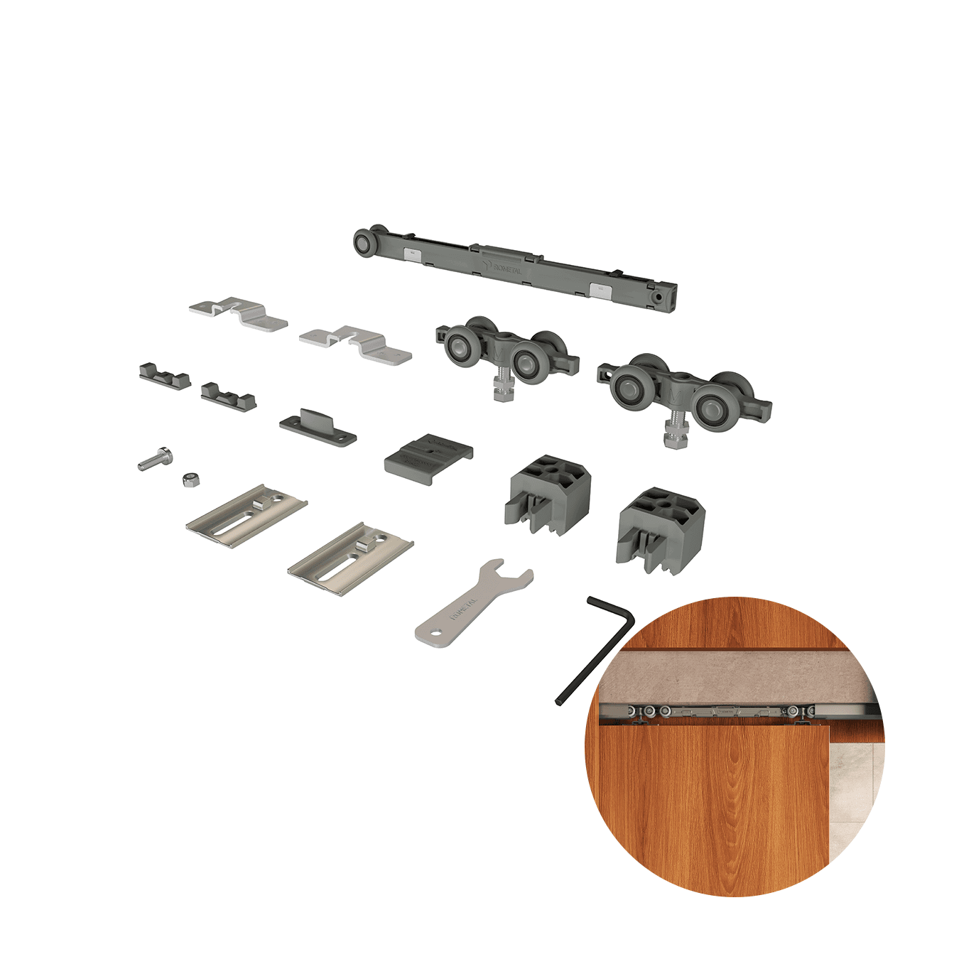 Sistema Porta Correr Ro-7502v Fixa Topo 15-80kg Rometal