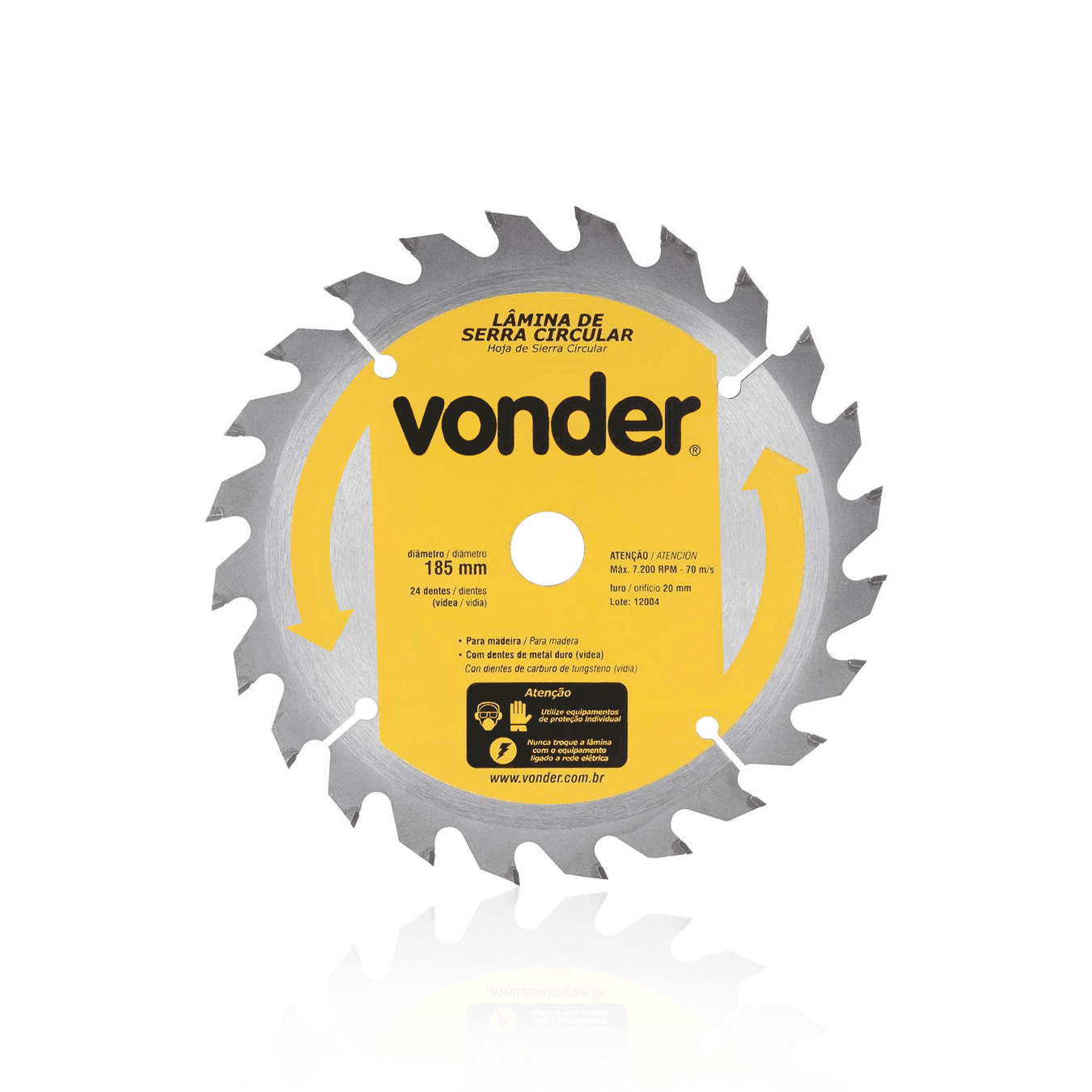 Lâmina Serra Circular Vídea 185mm X 20mm 24 Dentes Vonder