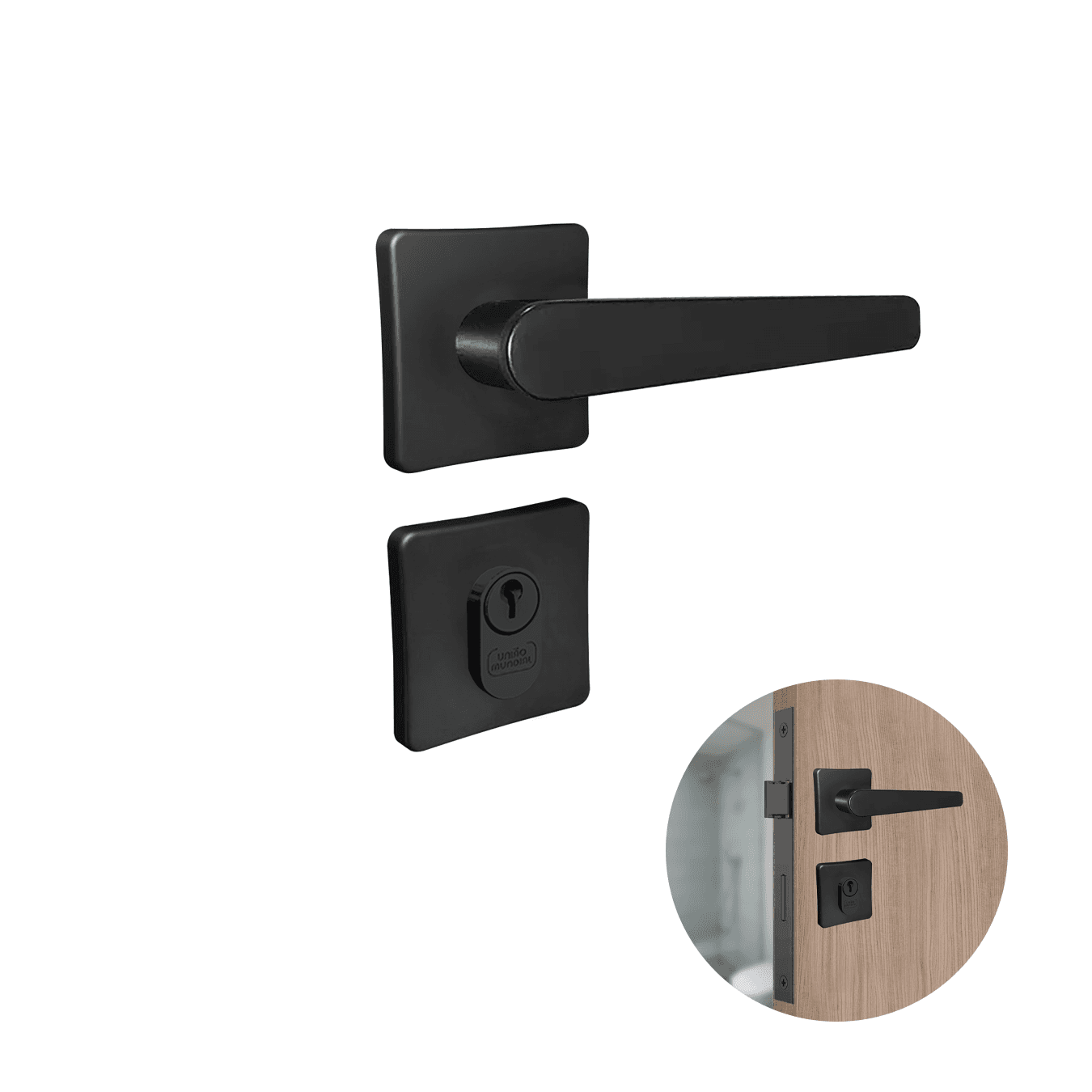 Fechadura Ágata Máquina 40mm Preta Maçaneta Redonda