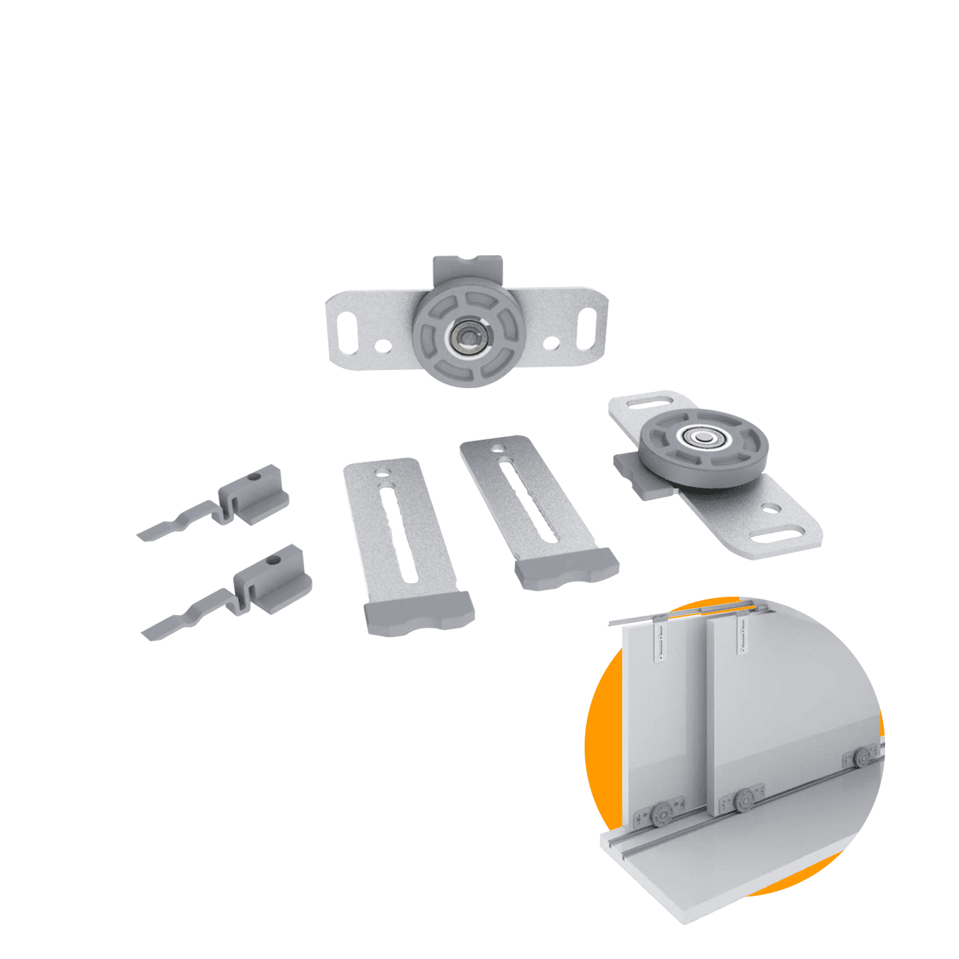 Kit Sistema Para Porta de Correr Ro25 Com Guia 2207 de Armários E Móveis Rometal