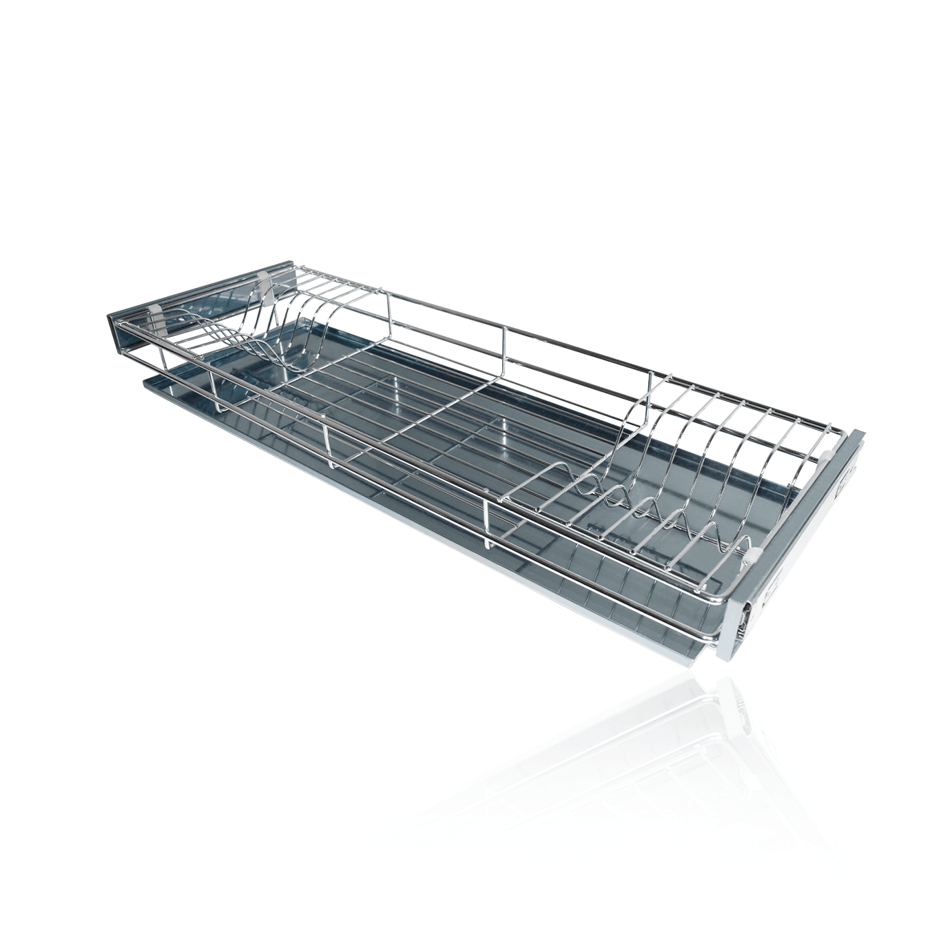 Escorredor de Pratos 77cm Deslizante Cromado Com Bandeja Para Embutir