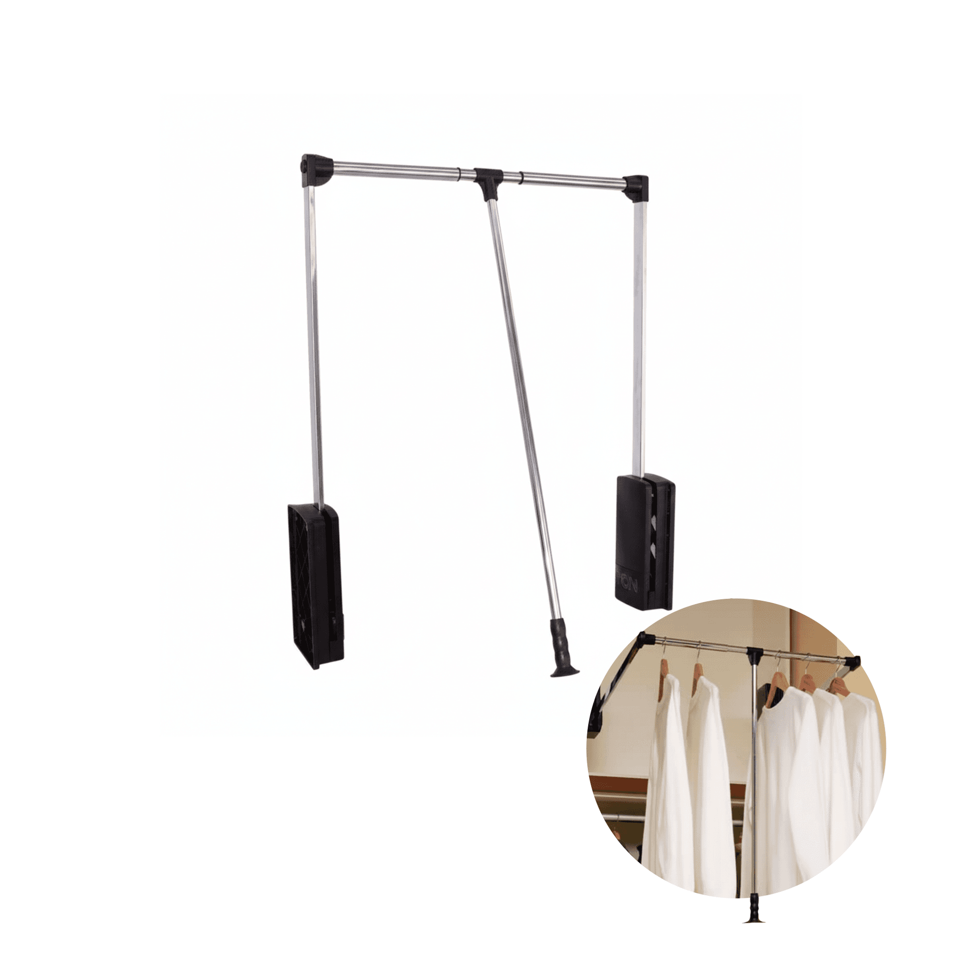 Cabideiro Extensível Cromado Para Roupeiro Com 66 A 83 Cm de Largura