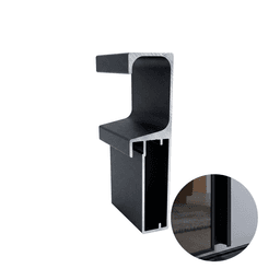 Perfil Puxador Montante Em Preto Fosco Para Vidro Rm057 Rometal
