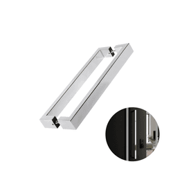 Puxador Prs Duplo Cromado 60 Cm Para Porta Residencial