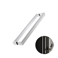 Puxador Prs Duplo Cromado 100 Cm Para Porta Residencial