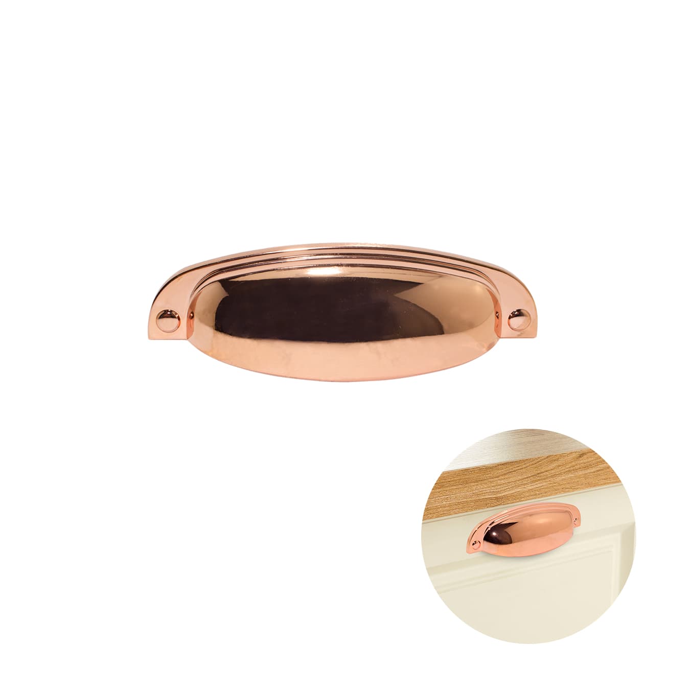 Puxador Cocha Colonial 96 Mm Cobre Brilhante 115 Italy Line