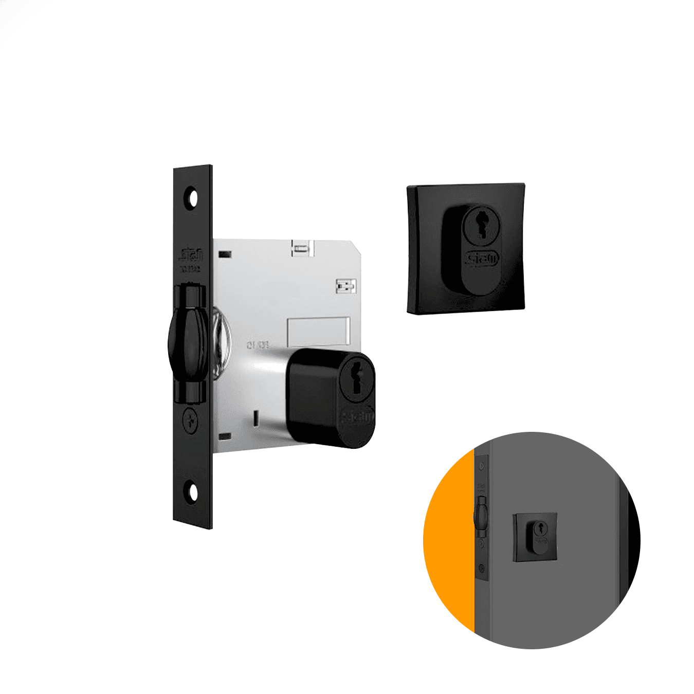Fechadura Pivotante Cilindro 65 Mm 1005 Black