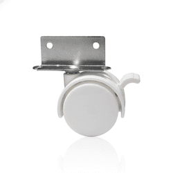 Rodízio Fixo Com Trava Chapa Em L Branco Rb40