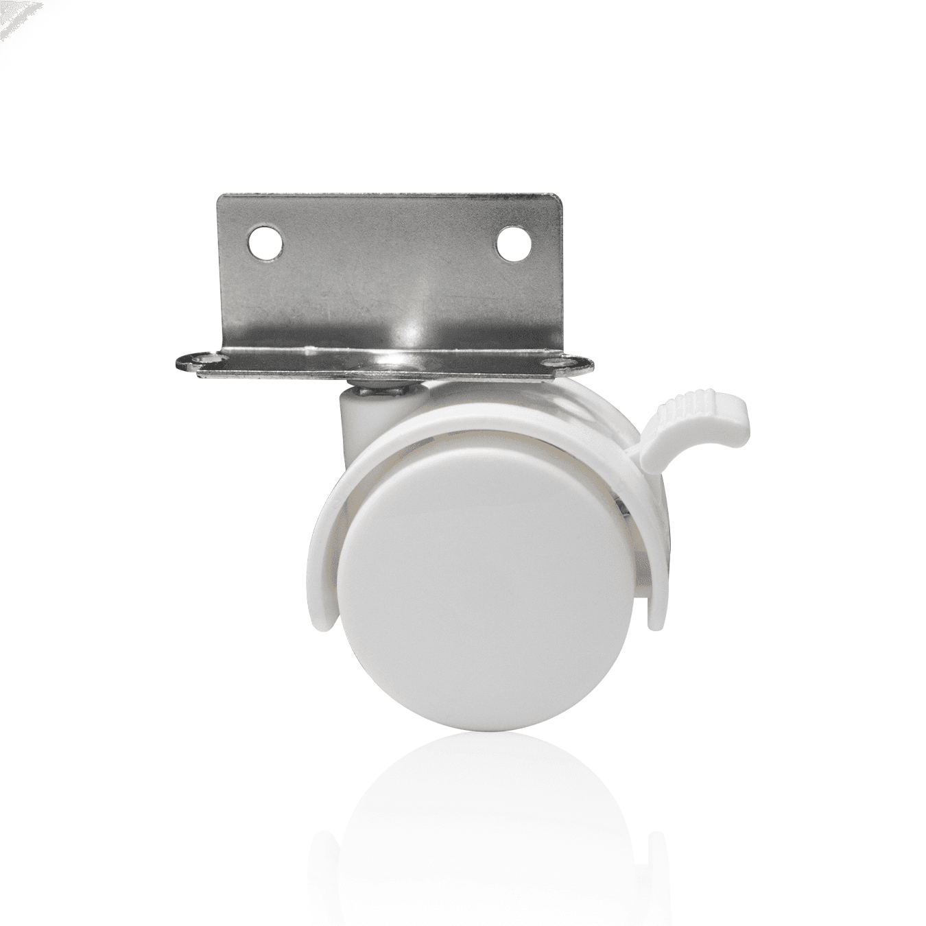 Rodízio Fixo Com Trava Chapa Em L Branco Rb40