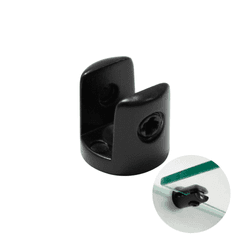 Suporte Para Vidro Redondo 6mm Preto Fosco