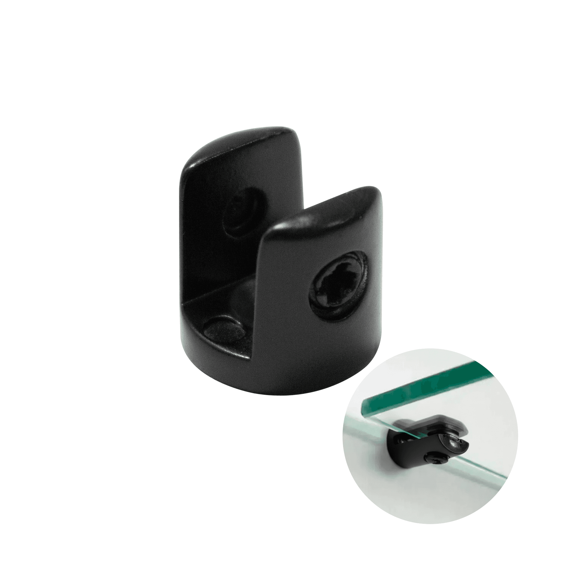 Suporte Para Vidro Redondo 8mm Preto Fosco