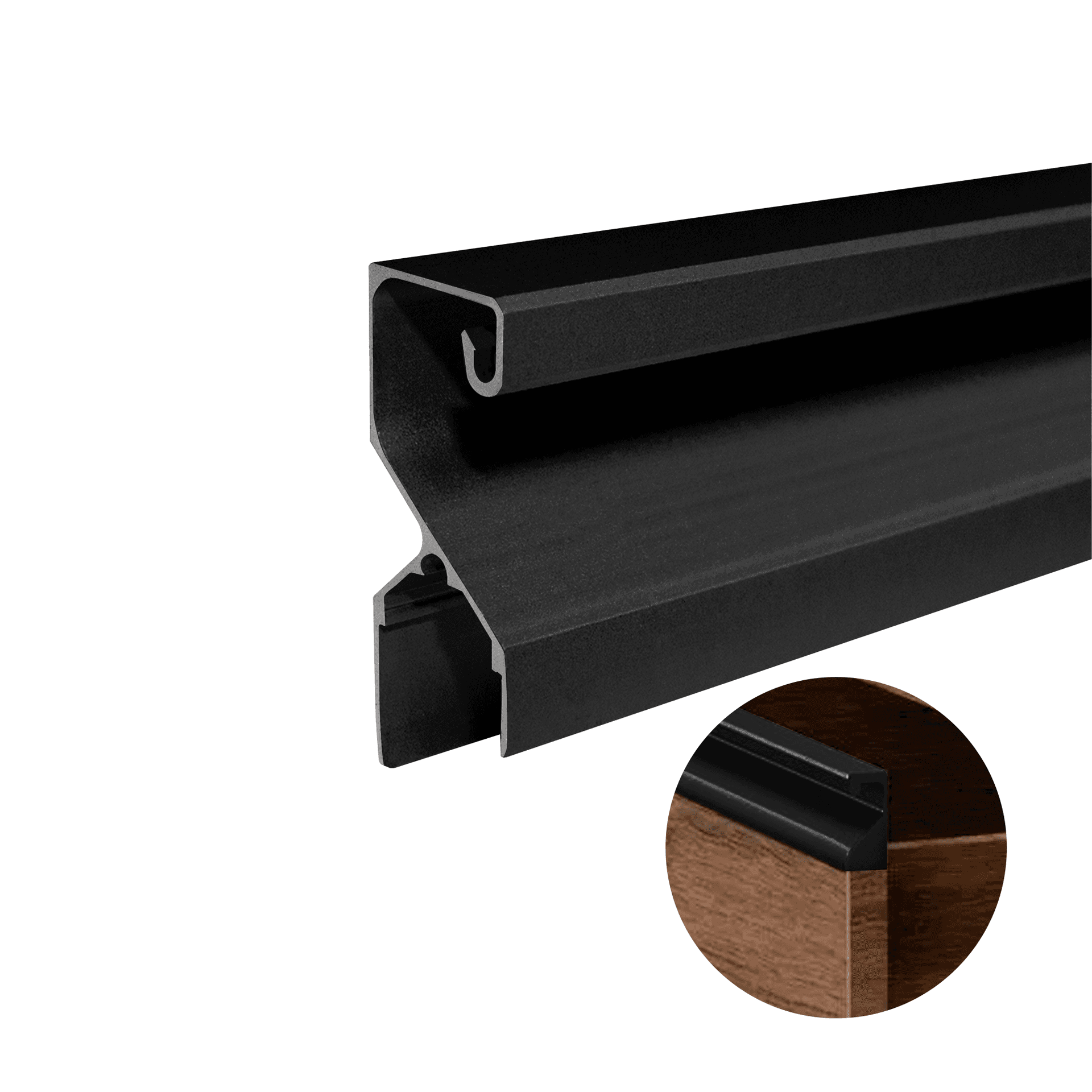 Perfil Puxador Preto Para Mdf de 15mm 0257 Dmt