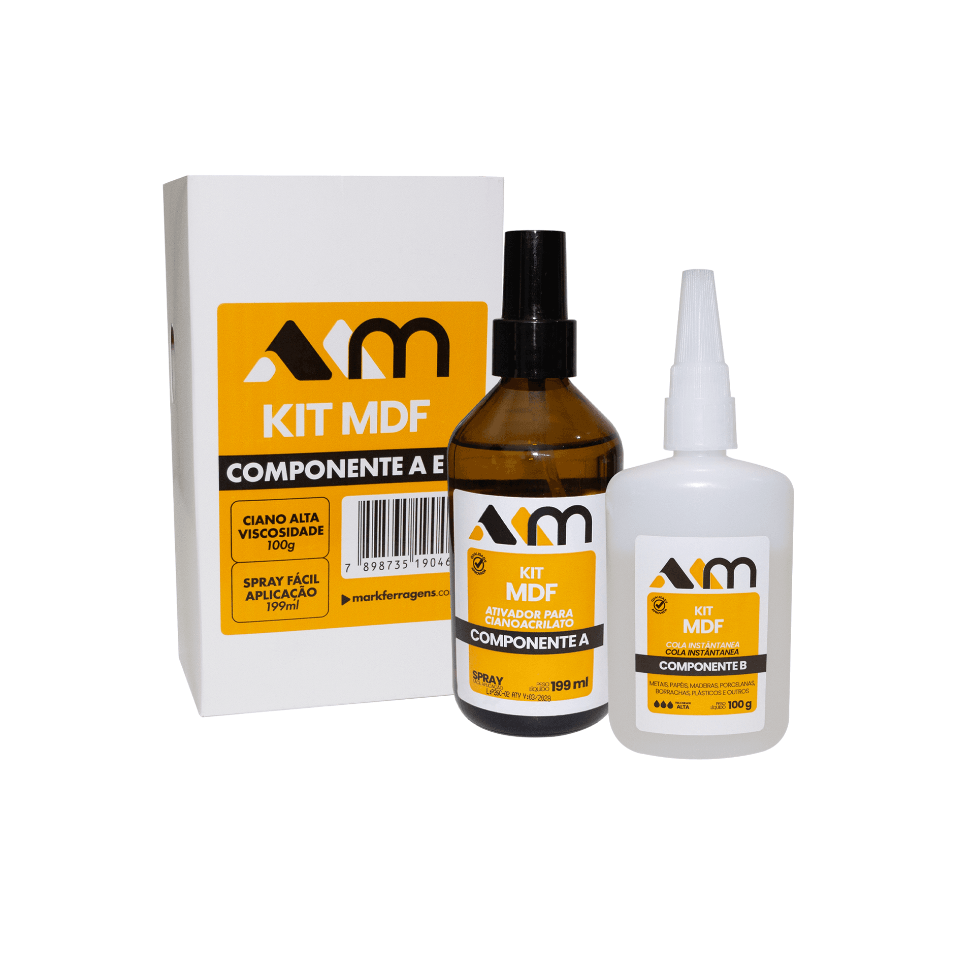 Cola Instantânea Mk Kit Mdf (cola Gel 100g + Ativador Spray 199ml) – Colagem Profissional