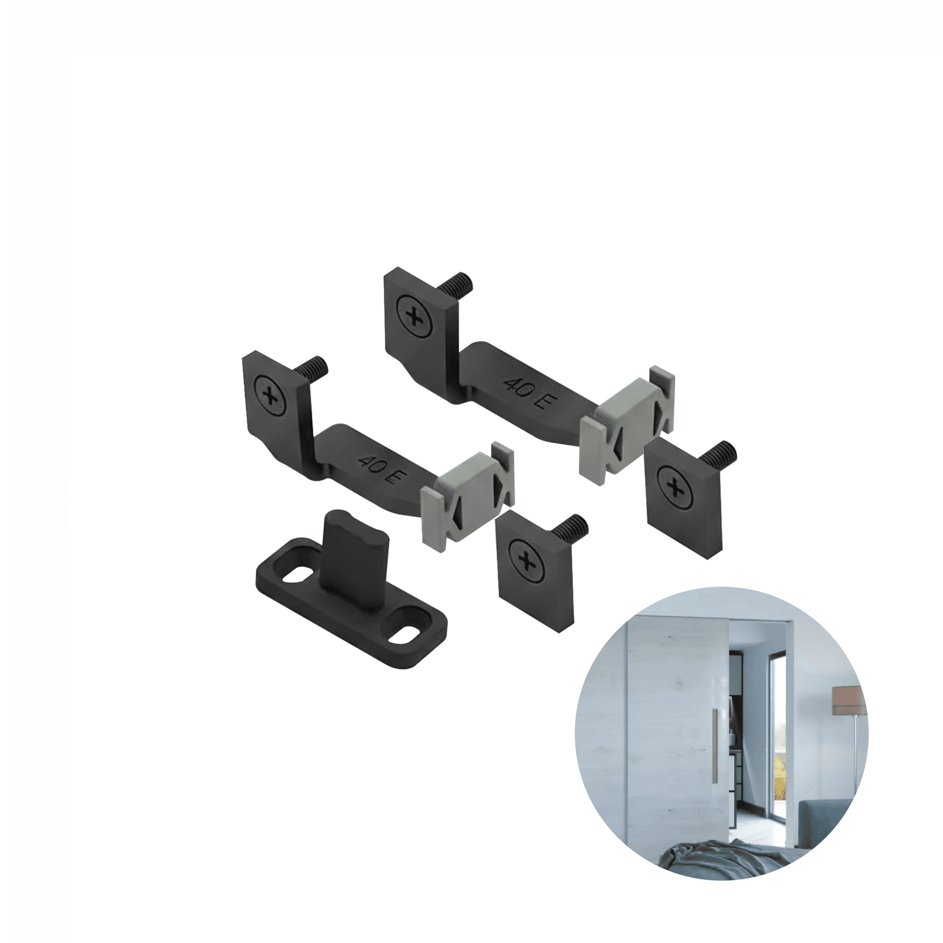 Sistema Guia Sequenziato Lado Esquerdo Para 2 Portas de 40mm Rometal