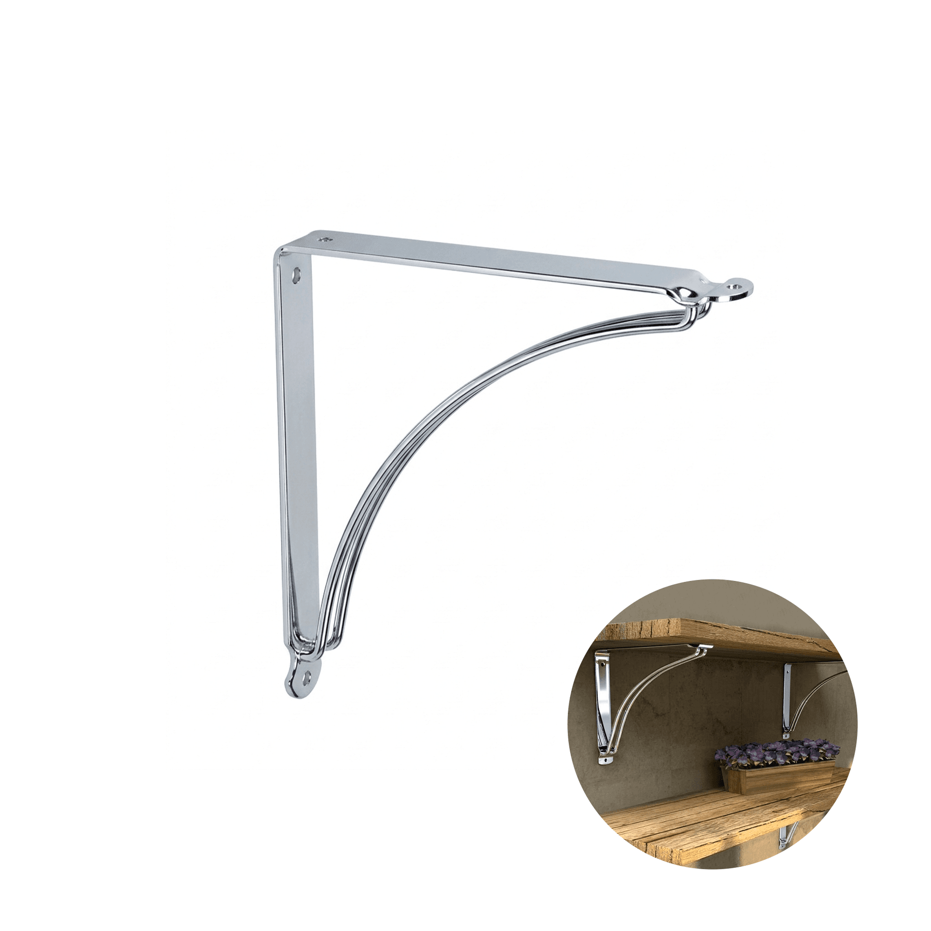Suporte Mão Francesa Inversa Cromada 300 X 200 Mm