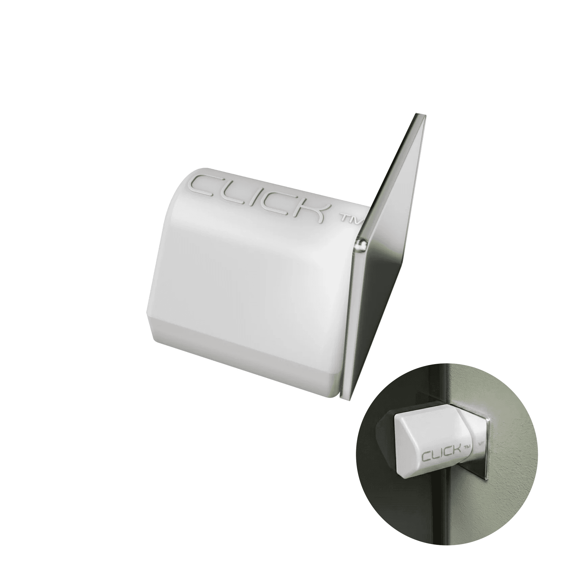 Trava Magnética Branco Para Porta Vidro/alvenaria Click Tm