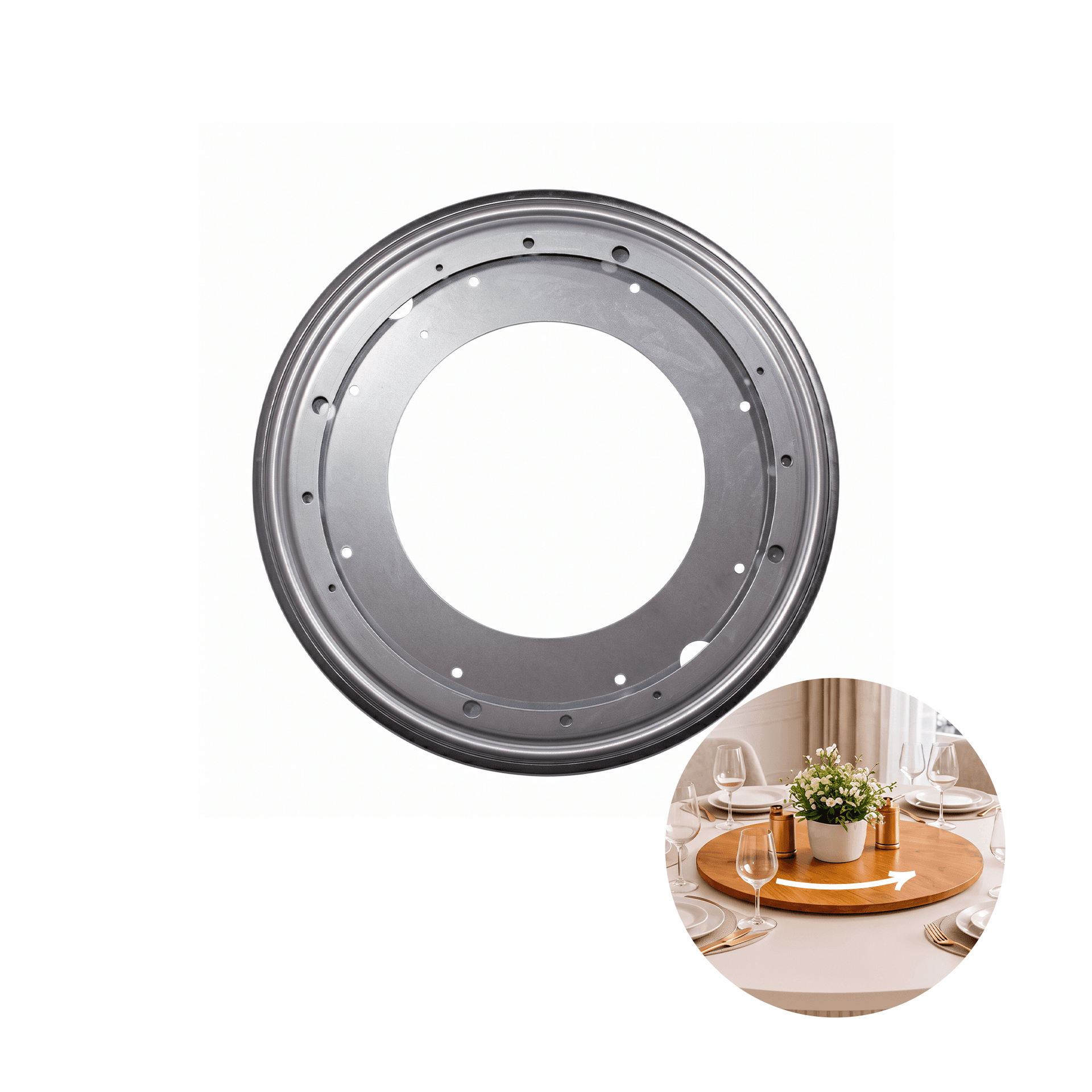 Rodízio Para Prato Giratório Redondo 303 Mm Em Aço Zincado Para Mesa Tampo Mk