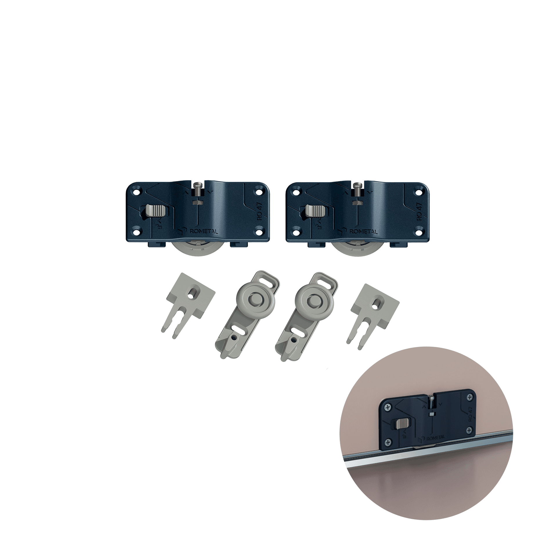 Kit Sistema Para Porta de Correr Rometal Ro-474002or Linha Origens