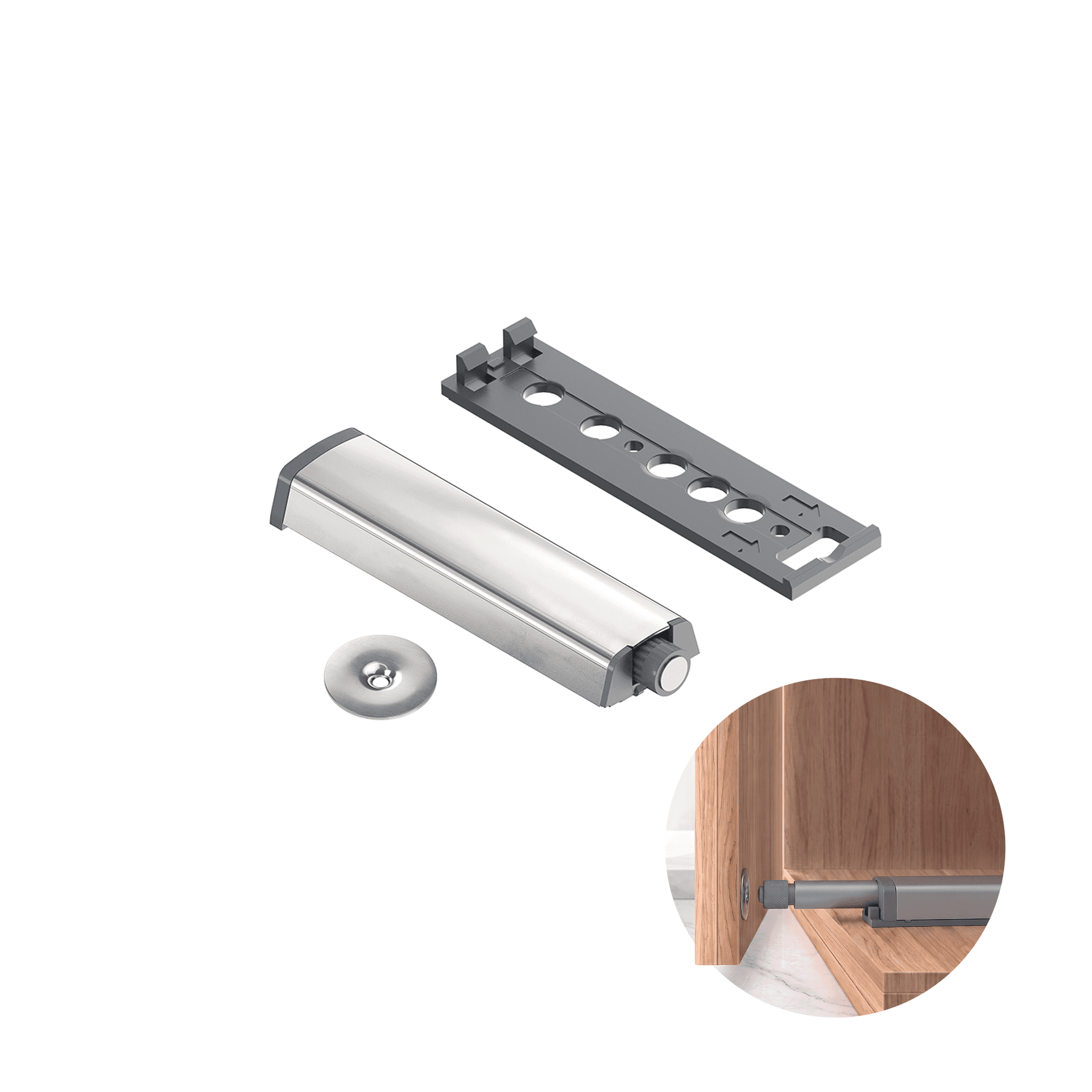 Fecho Toque Mag 20x80 Aço Niquelado Para Portas E Gavetas