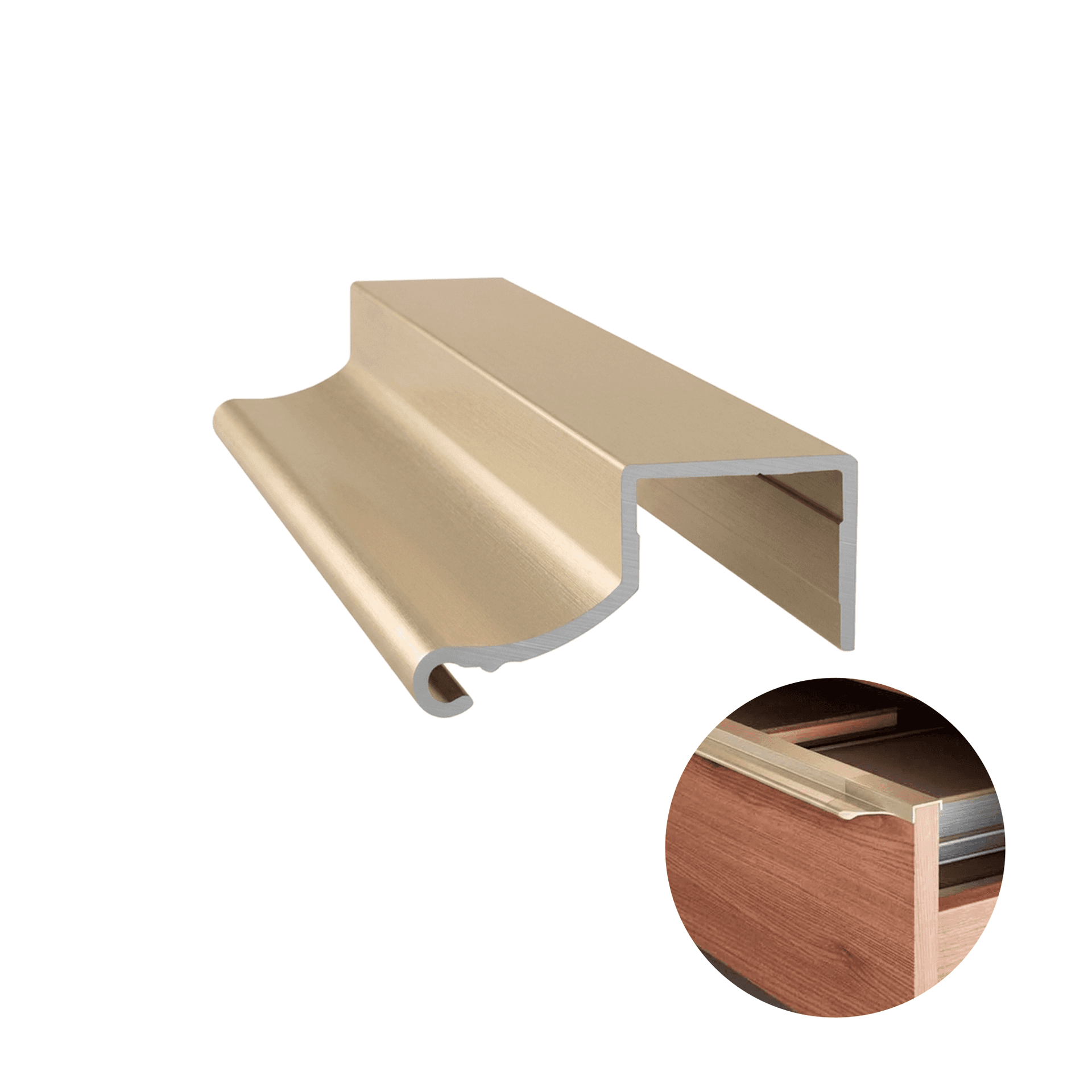 Perfil Puxador Facetato Safira Supra Champanhe 1001 20 Mm Rm409 Rometal