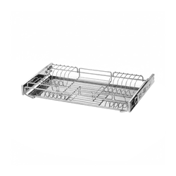 Escorredor de Pratos 57cm Deslizante Cromado Com Bandeja Para Embutir